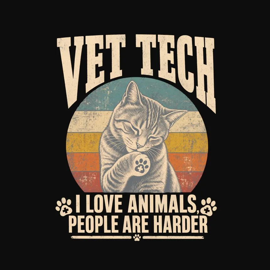 Vet Tech I Love Animals, People Are Harder — funny cat tee