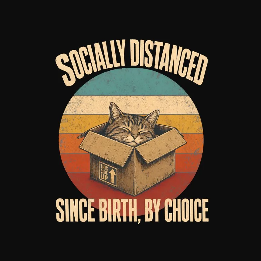 Socially Distanced Since Birth, By Choice — funny cat tee