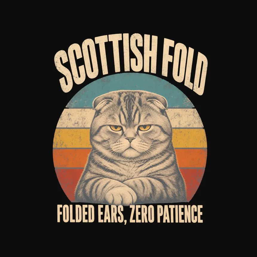 Scottish Fold Folded Ears, Zero Patience — funny cat tee