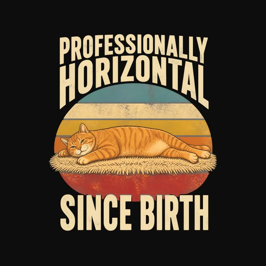 Professionally Horizontal Since Birth Cat — funny cat tee