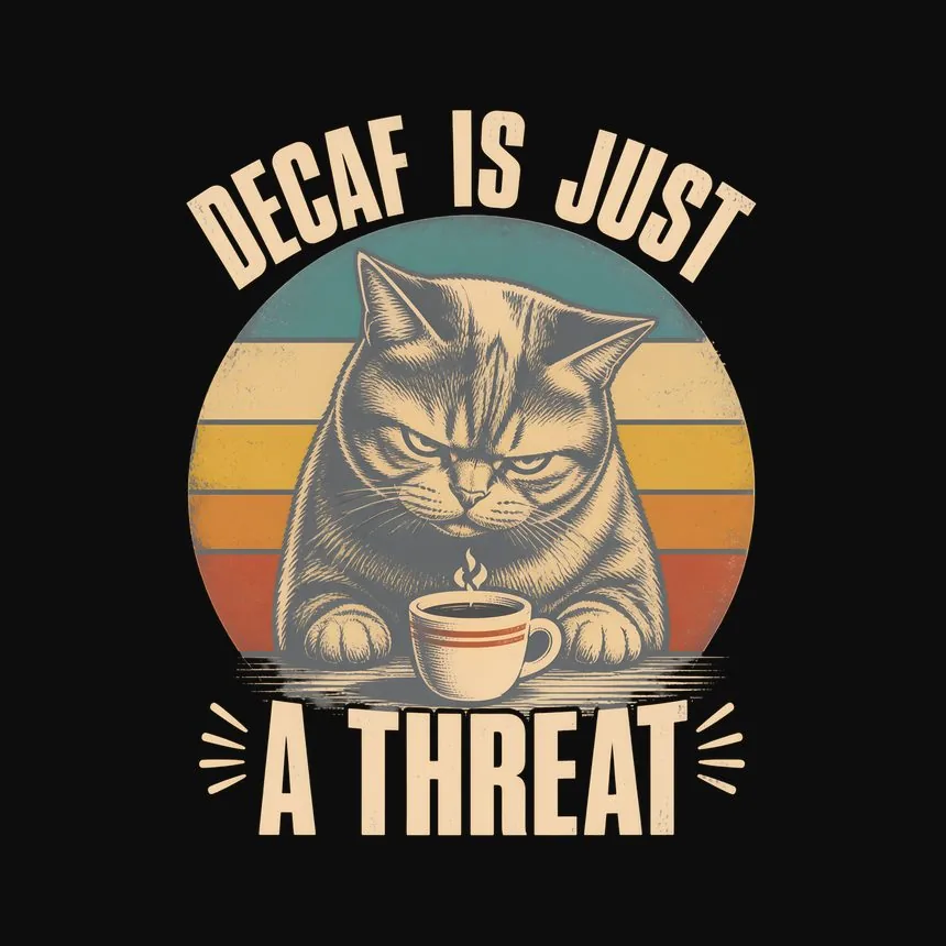 Decaf Is Just A Threat Cat — funny cat tee