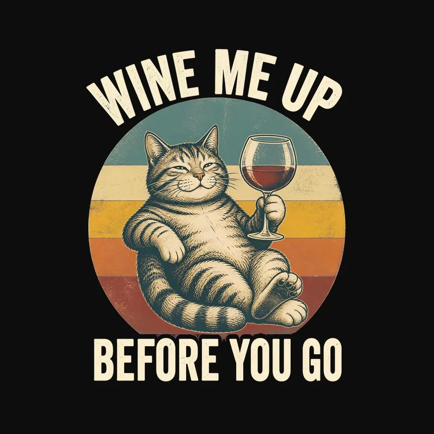 Wine Me Up Before You Go Cat — funny cat tee