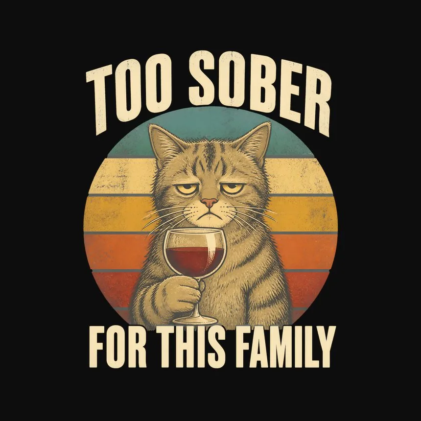 Too Sober For This Family Cat — funny cat tee