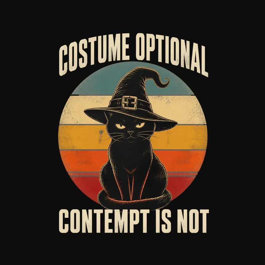 Costume Optional Contempt Not Halloween Cat — funny cat tee