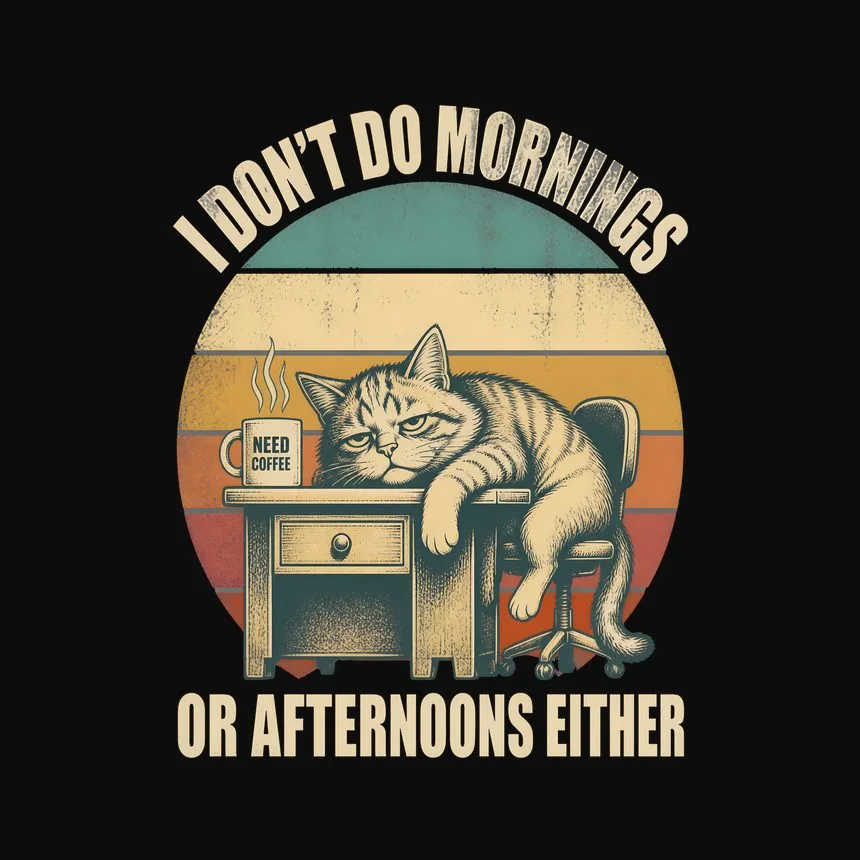 I Don't Do Mornings Cat — funny cat tee