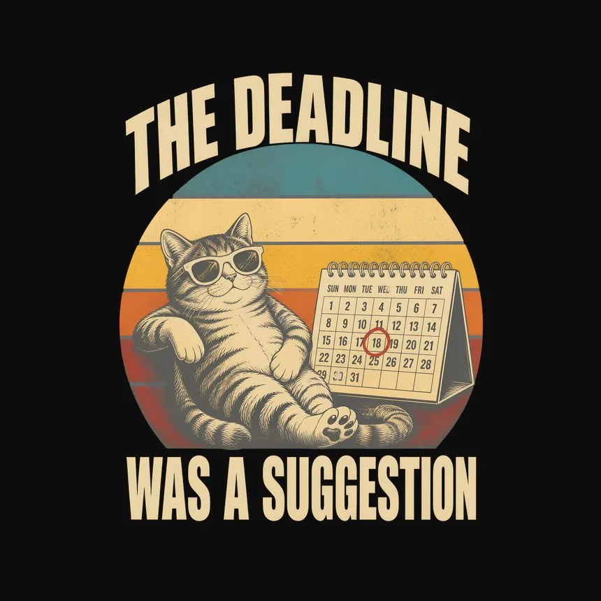 The Deadline Was A Suggestion Cat — funny cat tee
