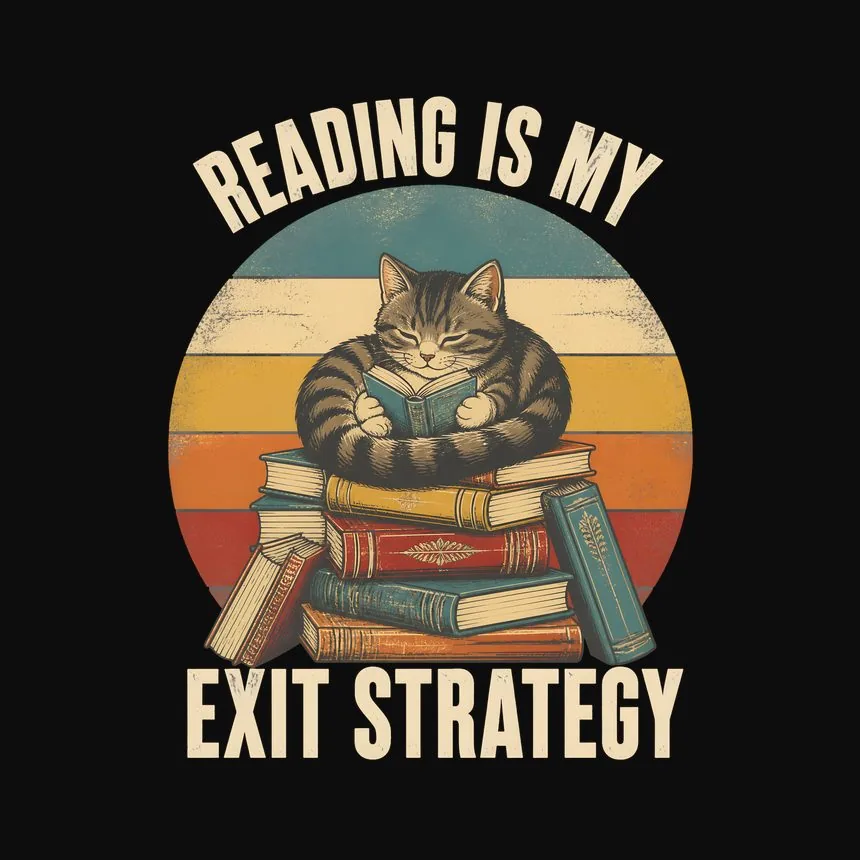 Reading Is My Exit Strategy Cat — funny cat tee