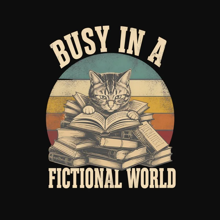 Busy In A Fictional World Cat — funny cat tee