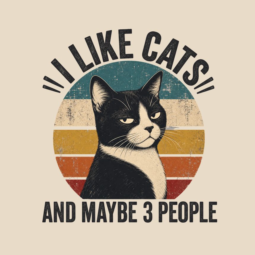 I Like Cats And Maybe 3 People Retro Cat — funny cat tote bag