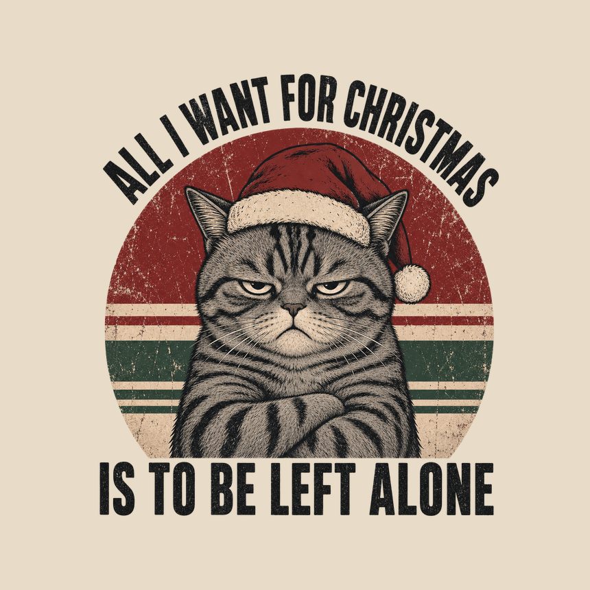 All I Want Is To Be Left Alone Holiday Cat — funny cat tote bag