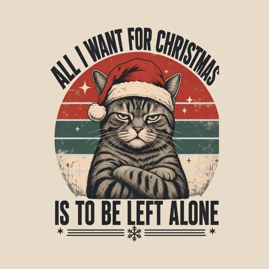 All I Want Is To Be Left Alone Holiday Cat — funny cat tote bag