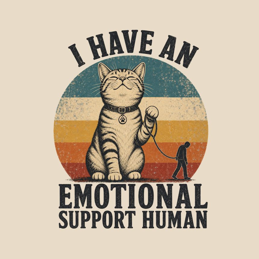 Emotional Support Human Sarcastic Cat Retro — funny cat tote bag