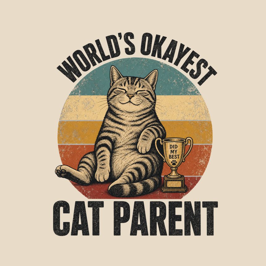 Worlds Okayest Cat Parent Retro Cat Design — funny cat tote bag