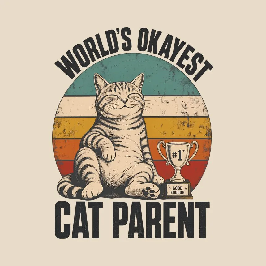 Worlds Okayest Cat Parent Retro Cat — funny cat tote bag
