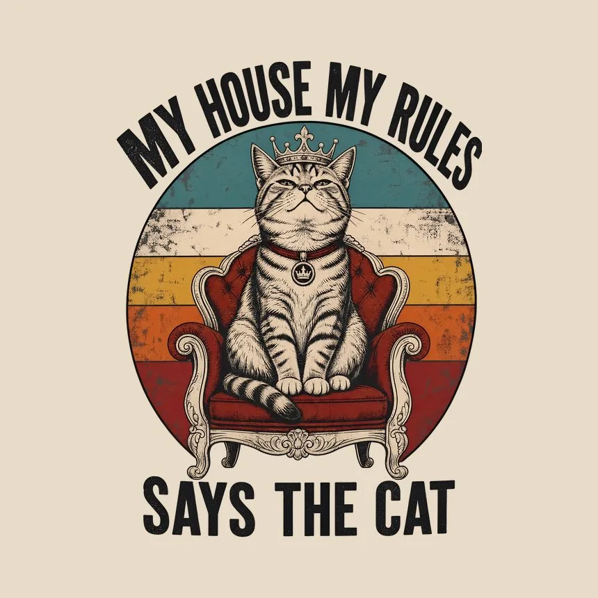 My House My Rules Says The Cat Retro — funny cat tote bag