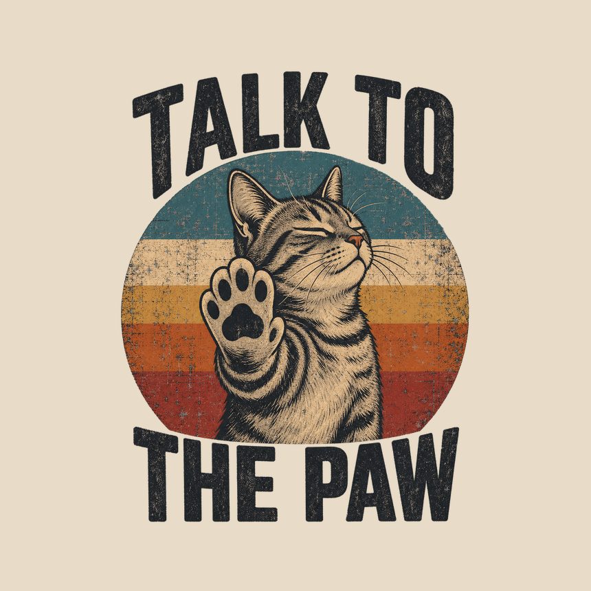 Talk To The Paw Sassy Cat Retro Design — funny cat tote bag