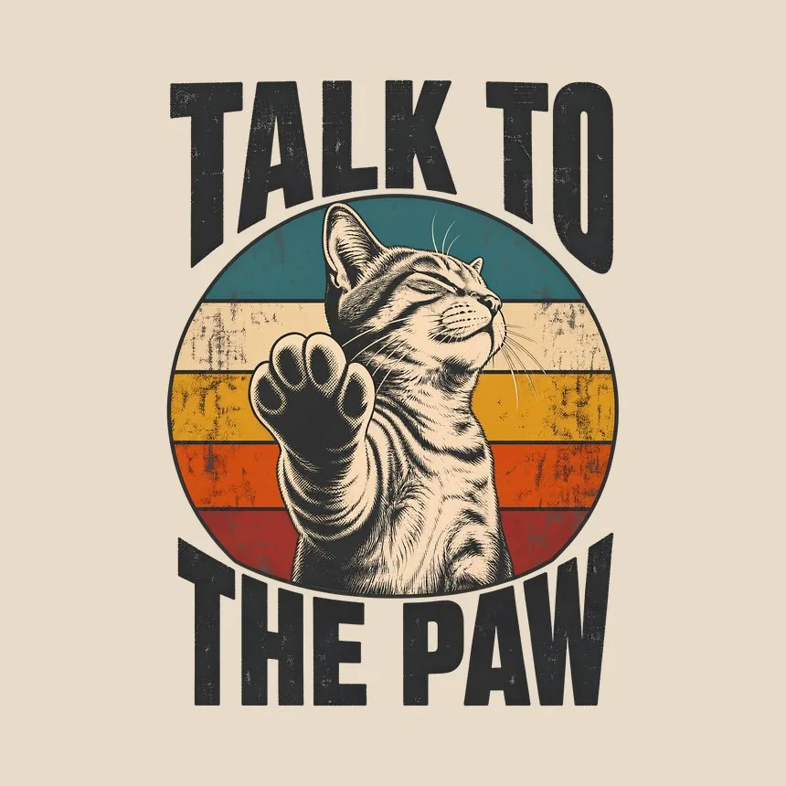 Talk To The Paw Sassy Cat Retro — funny cat tote bag