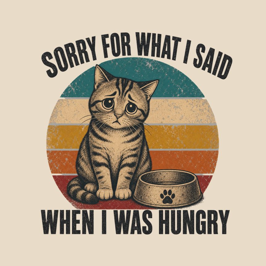 Sorry For What I Said When Hungry Cat Retro — funny cat tote bag