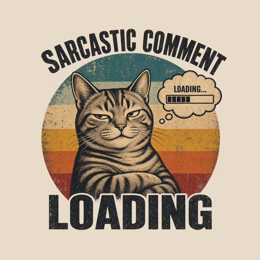 Sarcastic Comment Loading Sassy Cat Retro — funny cat tote bag