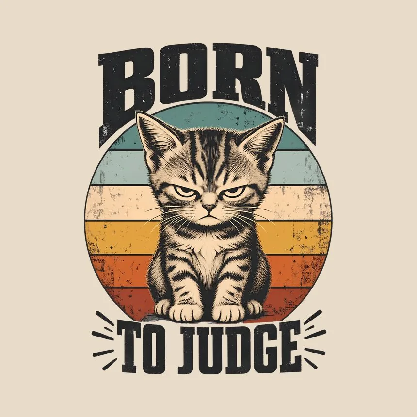 Born To Judge Sassy Kitten Retro — funny cat tote bag