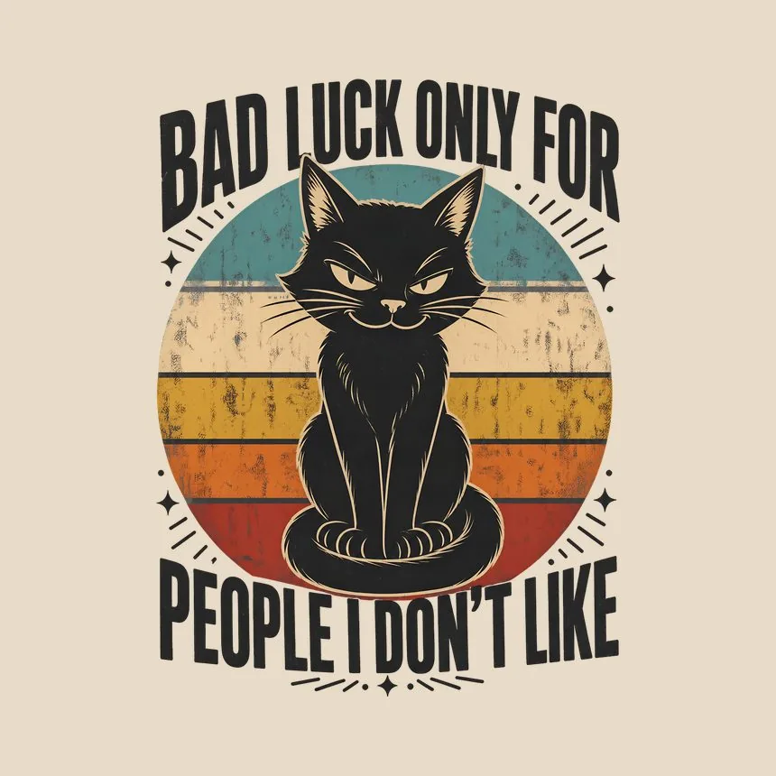 Bad Luck For People I Dislike Black Cat Retro — funny cat tote bag