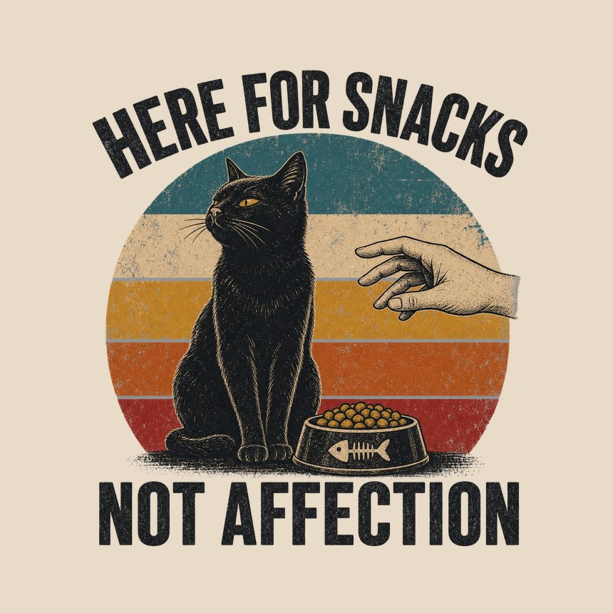 Here For Snacks Not Affection Black Cat Retro — funny cat tote bag
