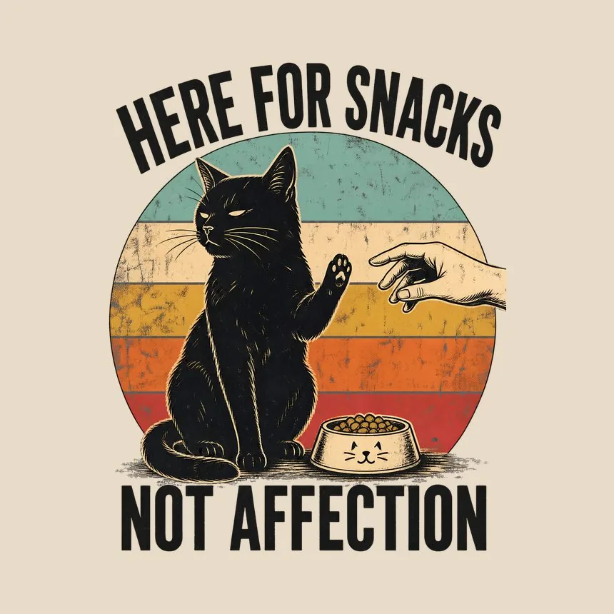 Here For Snacks Not Affection Black Cat Retro — funny cat tote bag
