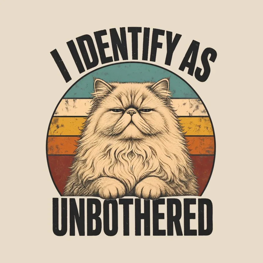 I Identify As Unbothered Persian Cat Retro — funny cat tote bag