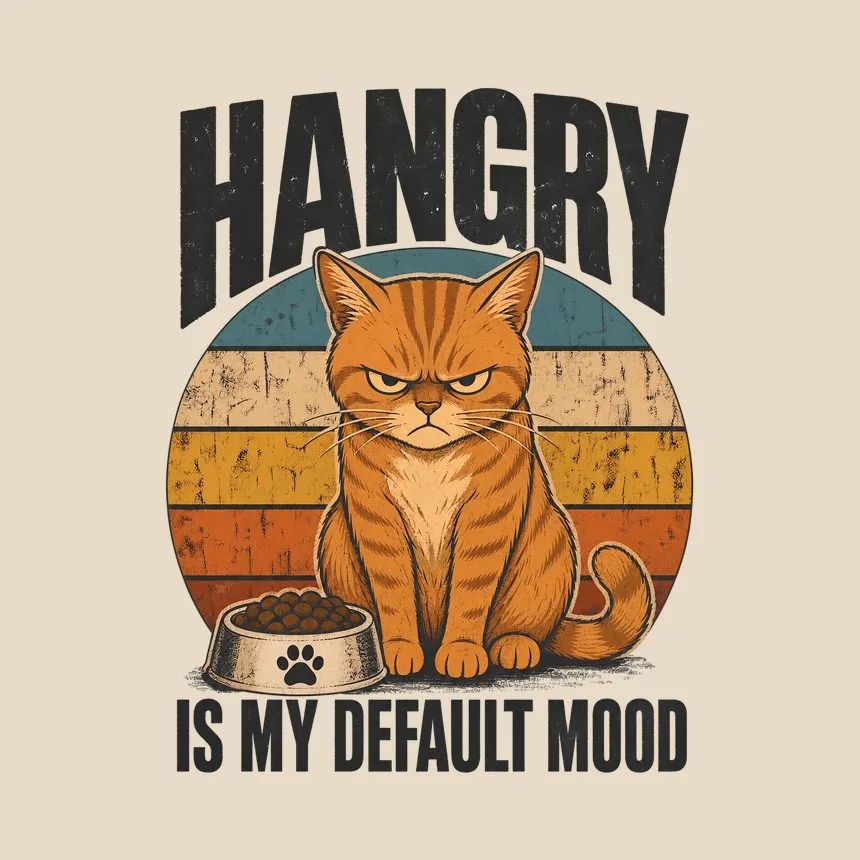 Hangry Is My Default Mood Cat Retro — funny cat tote bag