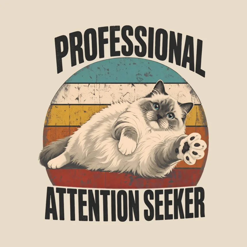 Professional Attention Seeker Cat Retro — funny cat tote bag