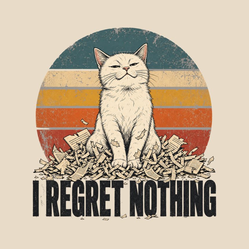 I Regret Nothing Mischievous Cat Retro — funny cat tote bag