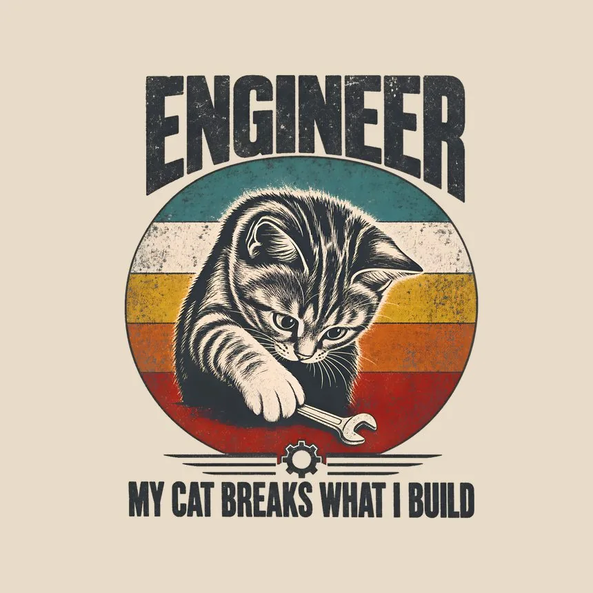 Engineer My Cat Breaks What I Build Cat Design — funny cat tote bag