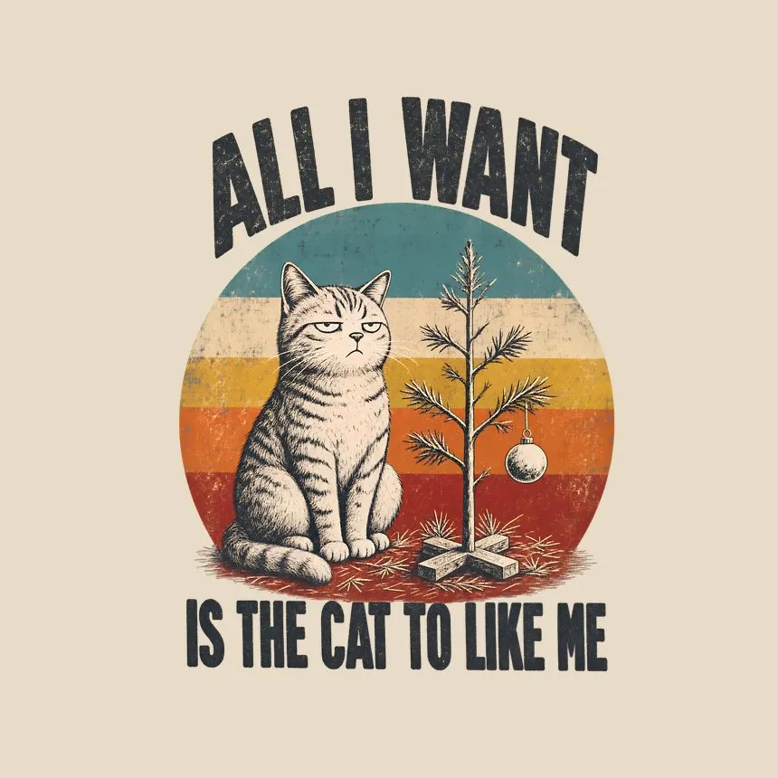 All I Want Is The Cat To Like Me Retro Cat Design — funny cat tote bag