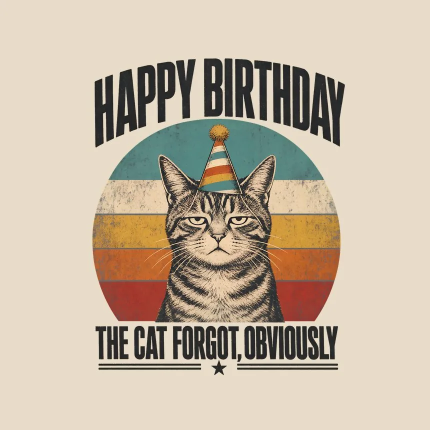 Happy The Cat Forgot, Obviously Retro Cat Design — funny cat tote bag