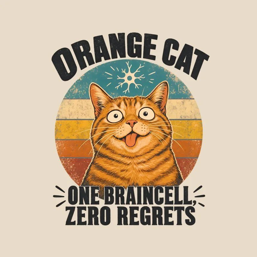 Orange Cat One Braincell, Zero Regrets Cat Design — funny cat tote bag