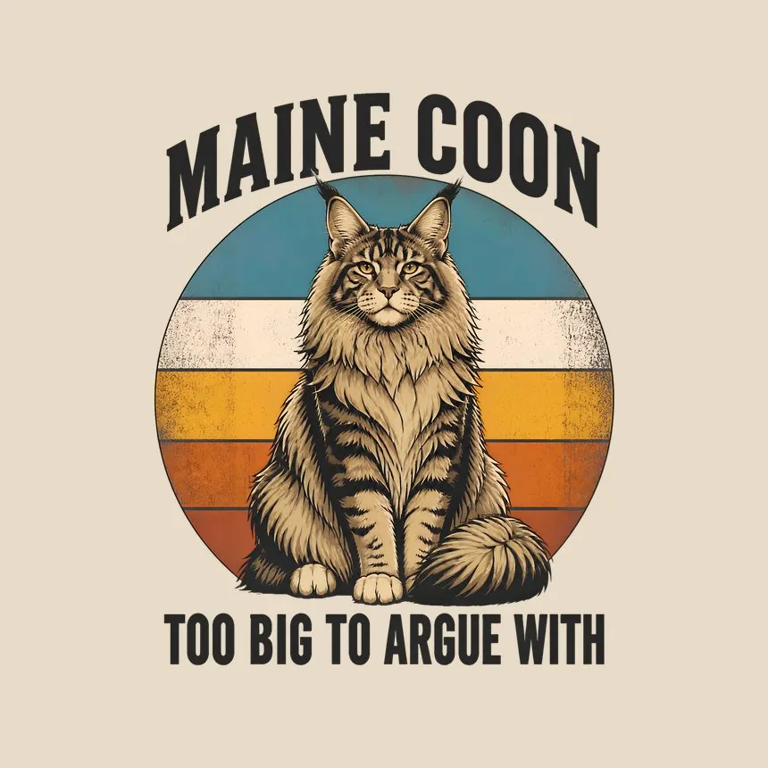 Maine Coon Too Big To Argue With Retro Cat Design — funny cat tote bag