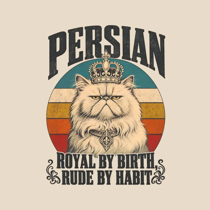 Persian Royal By Birth, Rude By Habit Cat Design — funny cat tote bag