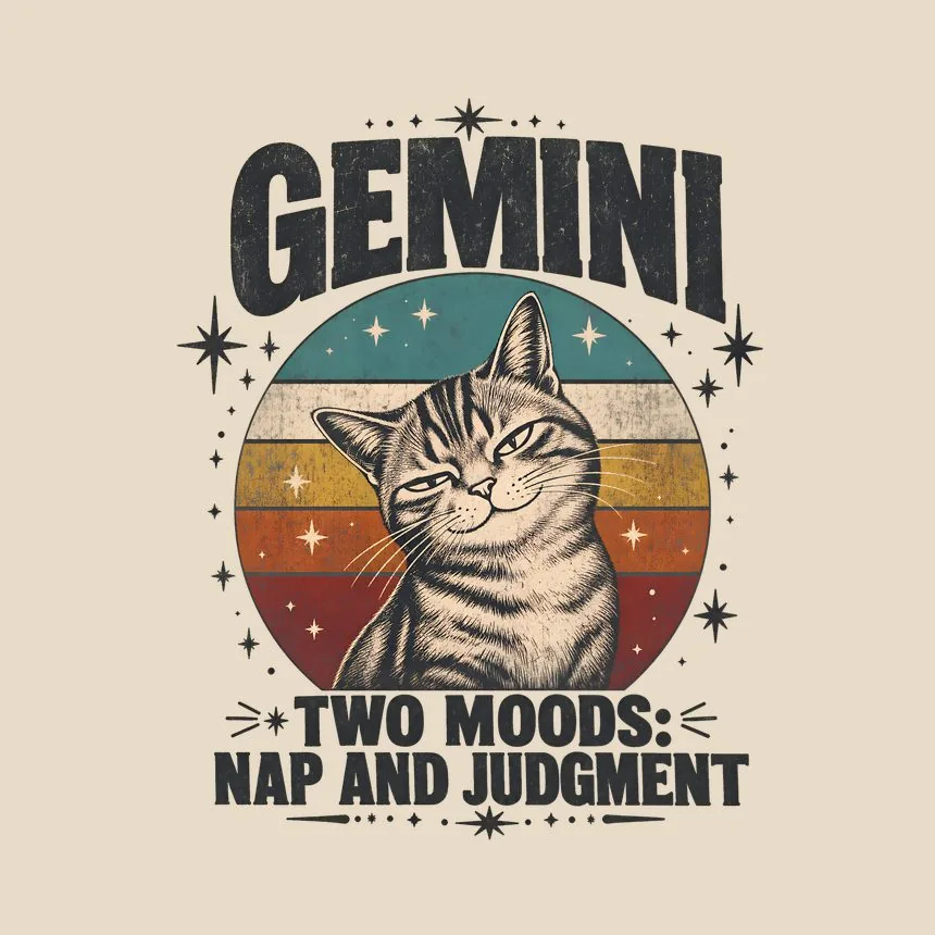 Gemini Two Moods Nap And Judgment Cat Design — funny cat tote bag