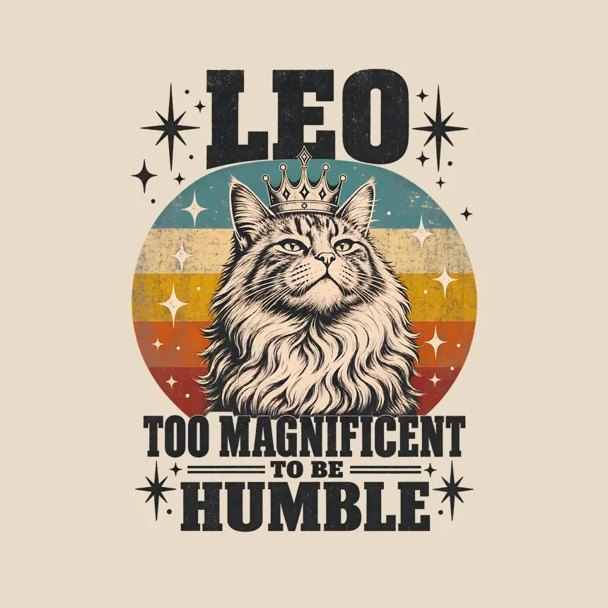 Leo Too Magnificent To Be Humble Retro Cat Design — funny cat tote bag