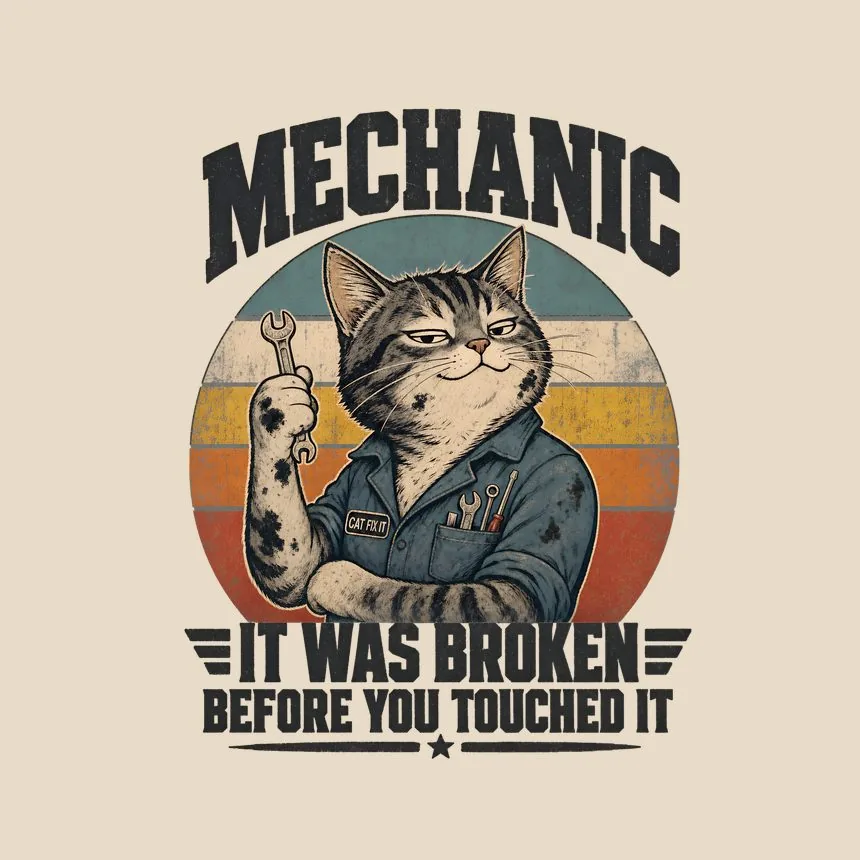 Mechanic It Was Broken Before You Touched It — funny cat tote bag