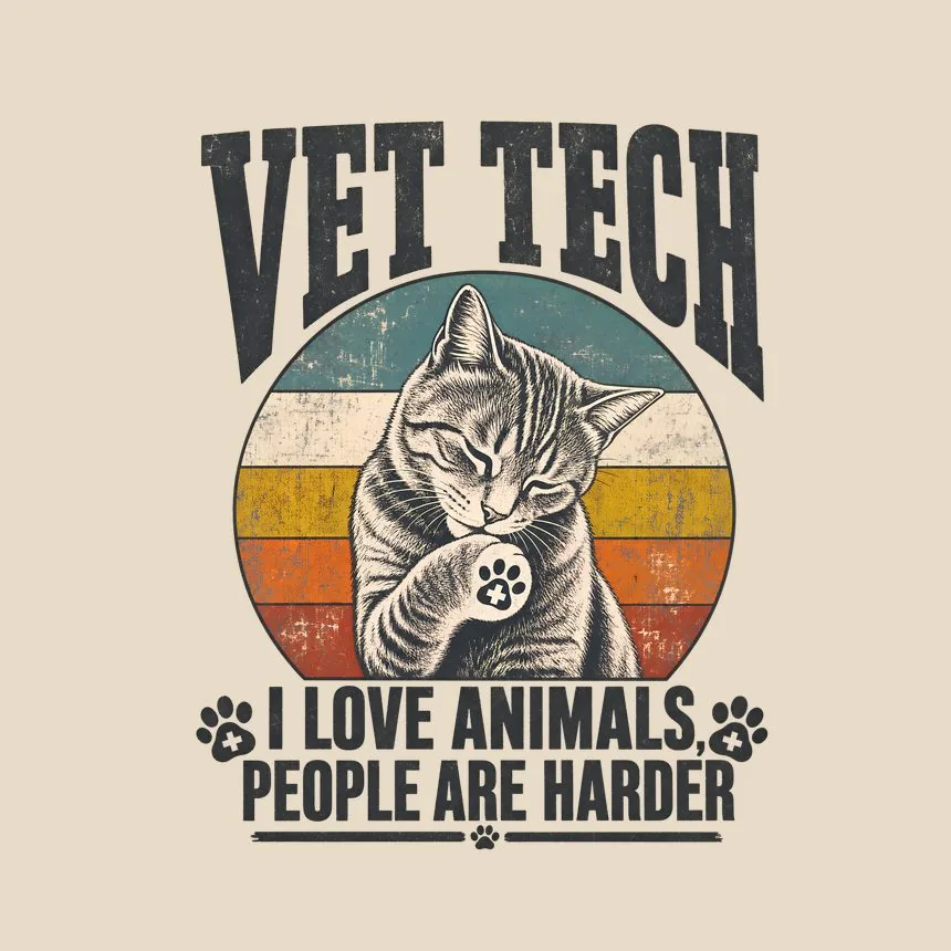 Vet Tech I Love Animals, People Are Harder — funny cat tote bag