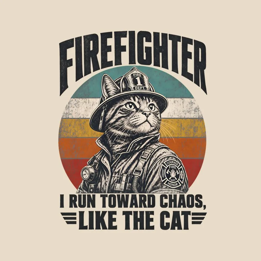 Firefighter I Run Toward Chaos, Like The Cat — funny cat tote bag