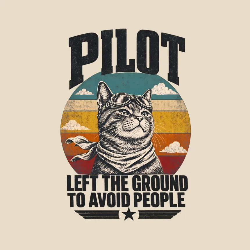 Pilot Left The Ground To Avoid People Cat Design — funny cat tote bag