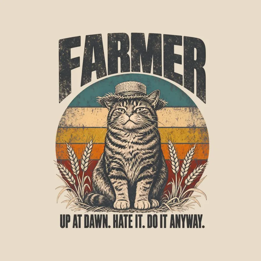Farmer Up At Dawn. Hate It. Do It Anyway — funny cat tote bag