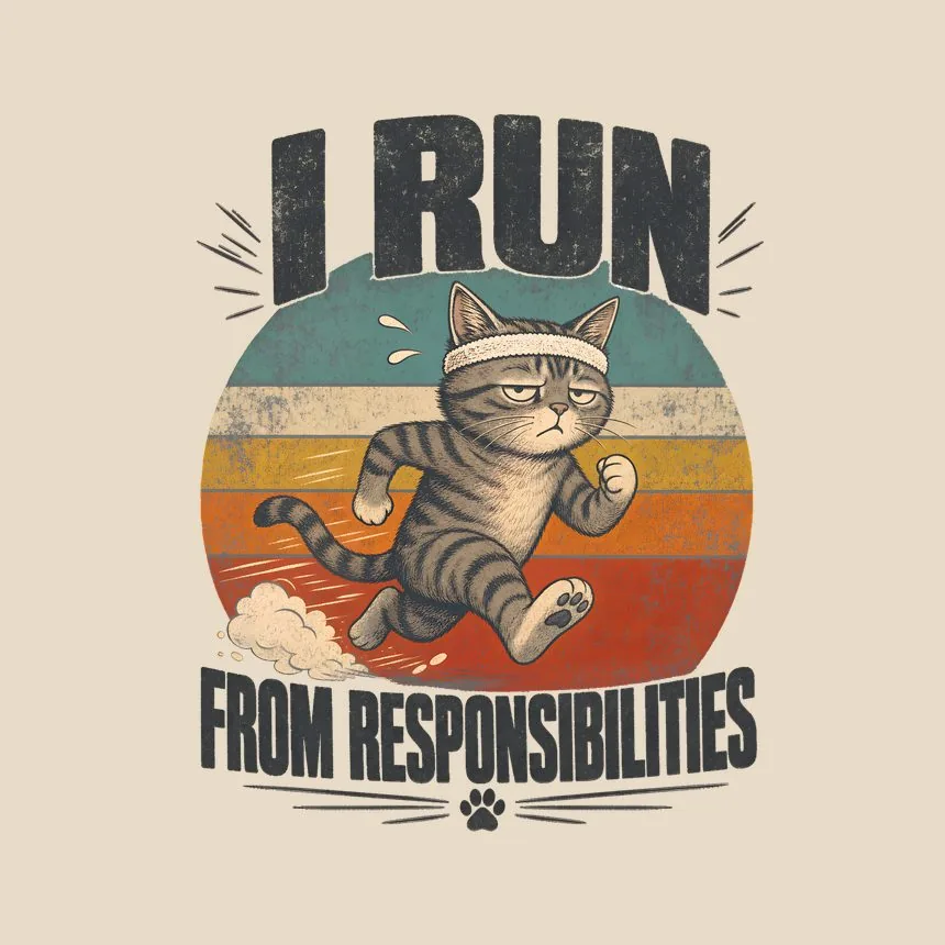 I Run From Responsibilities Retro Cat Design — funny cat tote bag