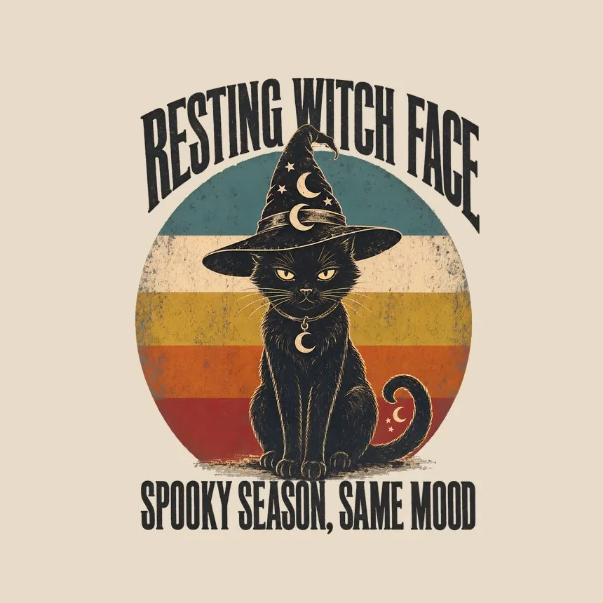 Resting Witch Face Spooky Season, Same Mood — funny cat tote bag