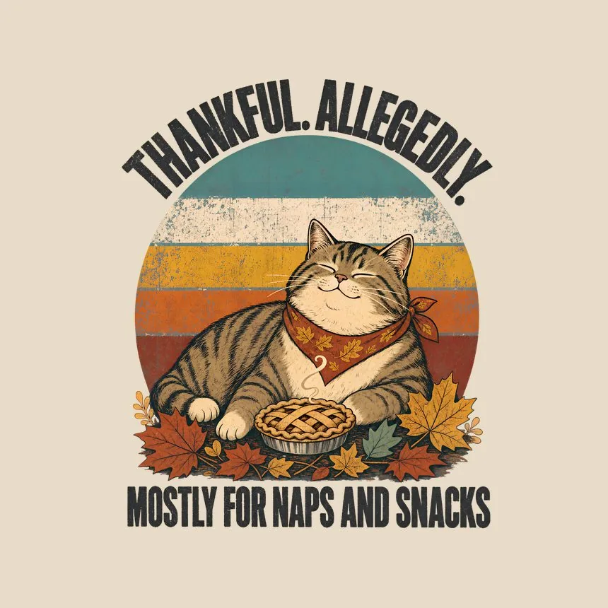 Thankful. Allegedly. Mostly For Naps And Snacks — funny cat tote bag