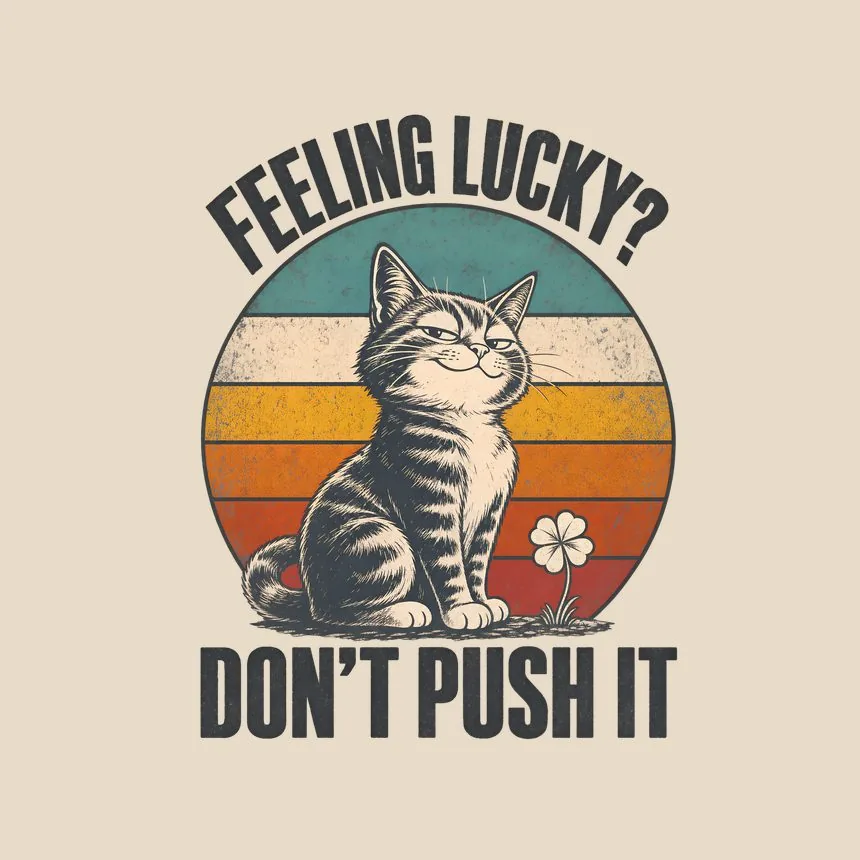 Feeling Lucky Don'T Push It Retro Cat Design — funny cat tote bag