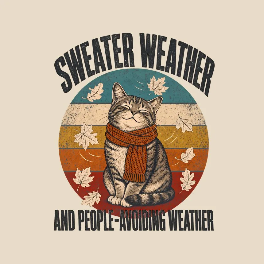 Sweater Weather And People-Avoiding Weather — funny cat tote bag