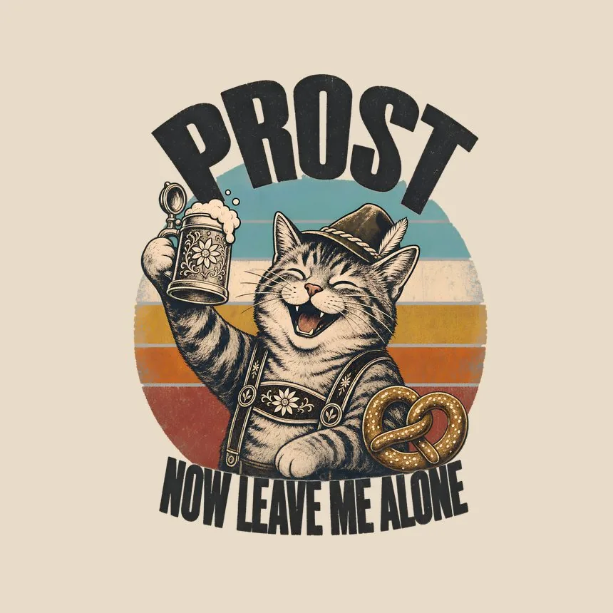 Prost Now Leave Me Alone Retro Cat Design — funny cat tote bag